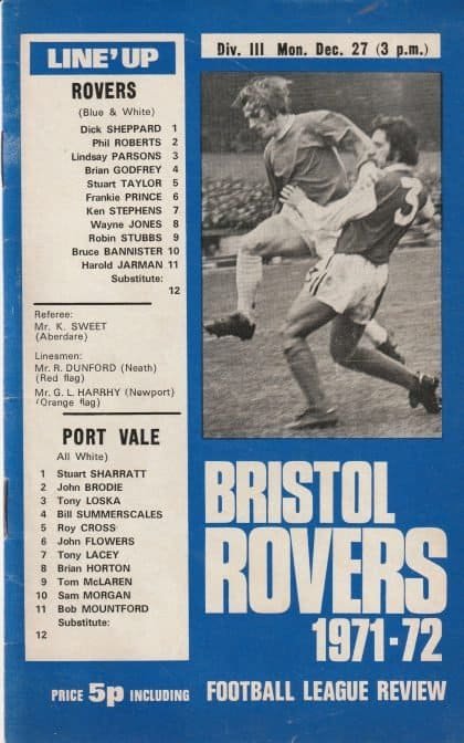 Bristol Rovers v Port Vale 27-Dec-1971