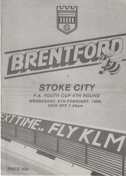 Brentford Youth v Stoke City Youth  08-Feb-1989