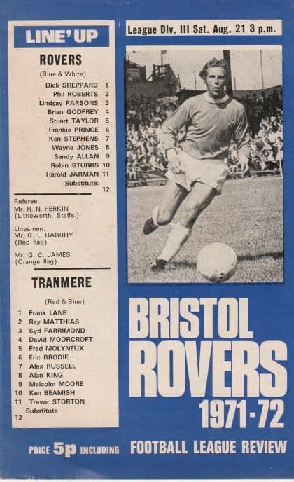Bristol Rovers v Tranmere Rovers 21-Aug-1971