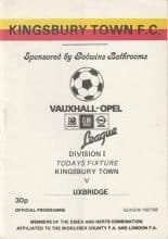 Kingsbury Town v Uxbridge 19-Sep-1987
