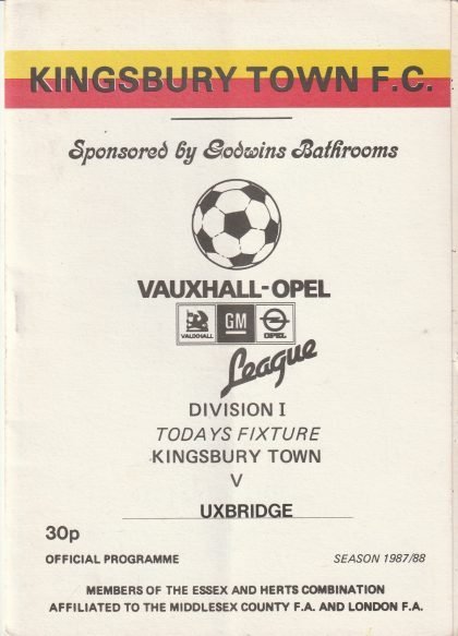 Kingsbury Town v Uxbridge 19-Sep-1987