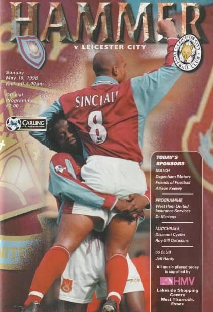 West Ham United v Leicester City 10-May-1998