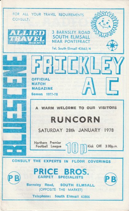 Frickley Athletic v Runcorn 28-Jan-1978
