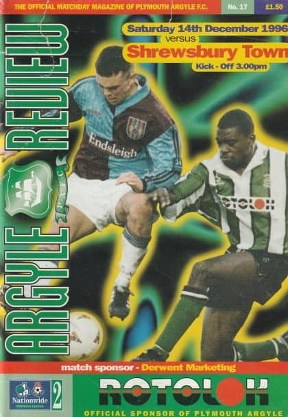 Plymouth Argyle v Shrewsbury Town 14-Dec-1996