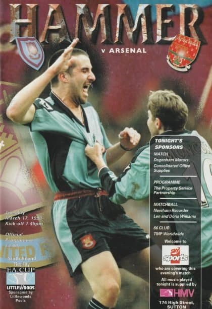 West Ham United v Arsenal 17-Mar-1998