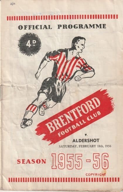 Brentford v Aldershot 18-Feb-1956