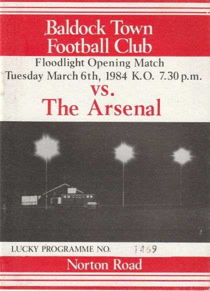 Baldock Town v Arsenal 06-Mar-1984