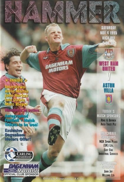 West Ham United v Aston Villa 04-Nov-1995