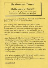 Braintree Town v Billericay Town 11-Nov-1995