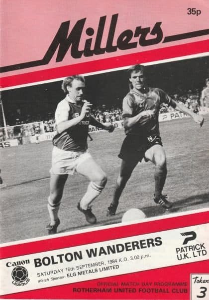 Rotherham United v Bolton Wanderers 15-Sep-1984
