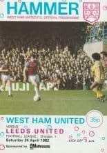 West Ham United v Leeds United 24-Apr-1982