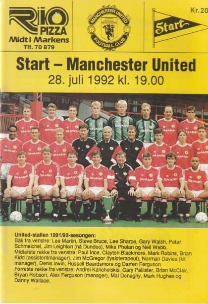 Start v Manchester United 28-Jul-1992