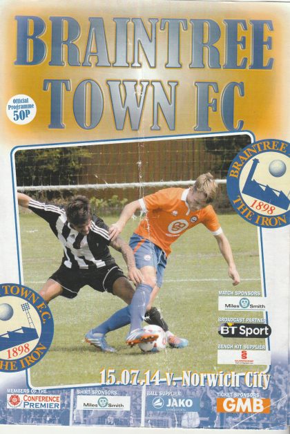 Braintree Town v Norwich City 15-Jul-2014