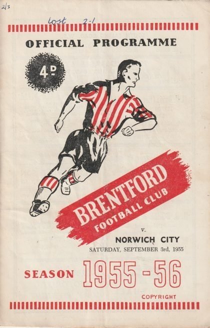 Brentford v Norwich City 03-Sep-1955