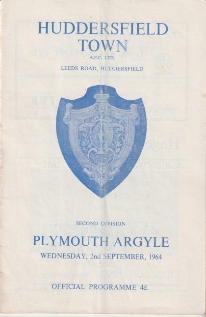 Huddersfield Town v Plymouth Argyle 02-Sep-1964