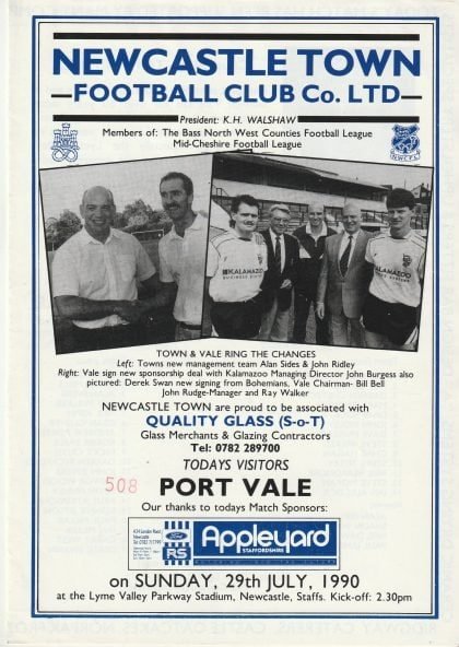 Newcastle Town v Port Vale 29-Jul-1990