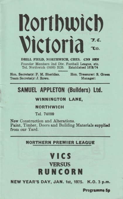Northwich Victoria v Runcorn 01-Jan-1975