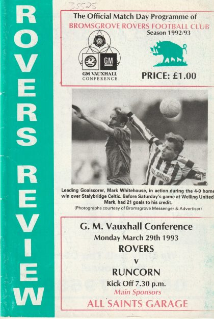 Bromsgrove Rovers v Runcorn 29-Mar-1993