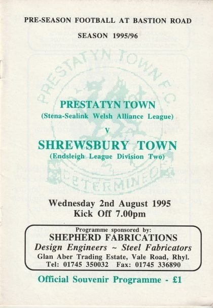 Prestatyn Town v Shrewsbury Town 02-Aug-1995