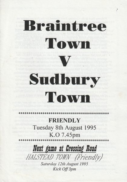 Braintree Town v Sudbury Town 08-Aug-1995