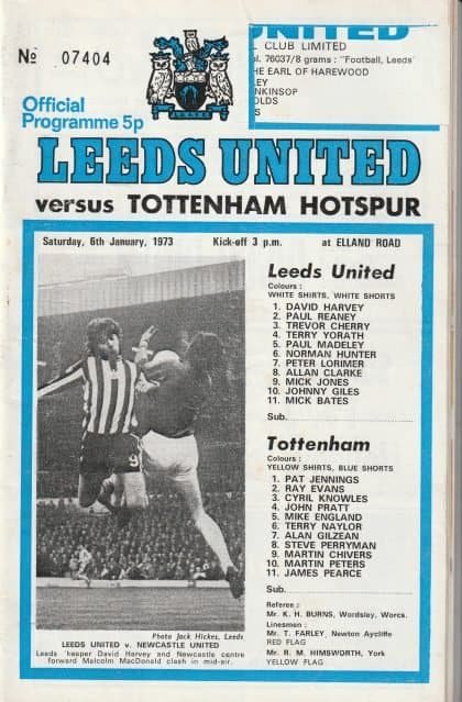 Leeds United v Tottenham Hotspur 06-Jan-1973