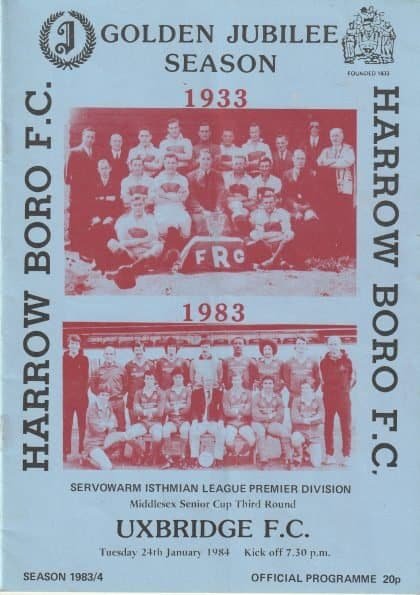 Harrow Borough v Uxbridge 24-Jan-1984