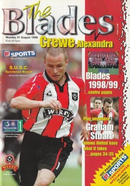 Sheffield United v Crewe Alexandra 31-Aug-1998