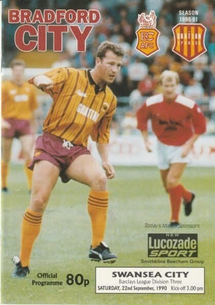 Bradford City v Swansea City 22-Sep-1990