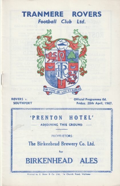 Tranmere Rovers v Southport 28-Apr-1967