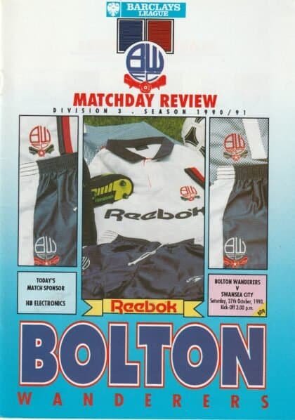Bolton Wanderers v Swansea City 27-Oct-1990