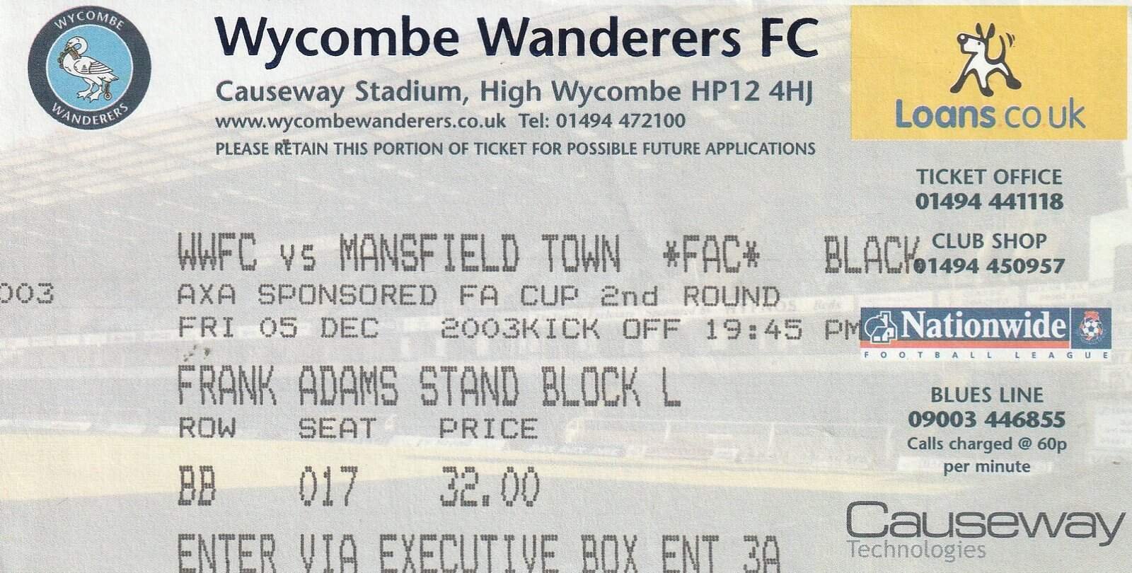 Wycombe Wanderers v Mansfield Town 05-Dec-2003