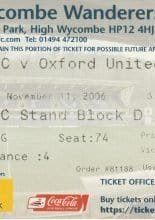 Wycombe Wanderers v Oxford United 11-Nov-2006