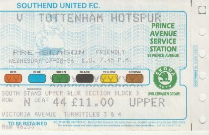 Southend United v Tottenham Hotspur  07-Aug-1996