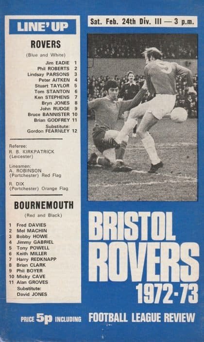 Bristol Rovers v AFC Bournemouth 24-Feb-1973