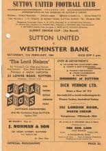 Sutton United v Westminster Bank 15-Feb-1964
