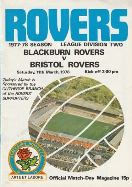 Blackburn Rovers v Bristol Rovers 11-Mar-1978