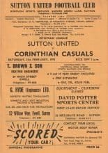 Sutton United v Corinthian Casuals 21-Feb-1970