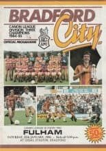 Bradford City v Fulham 25-Jan-1986