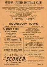 Sutton United v Hounslow Town 24-Feb-1970