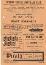 Sutton United v Ikast Forenede 25-Mar-1965