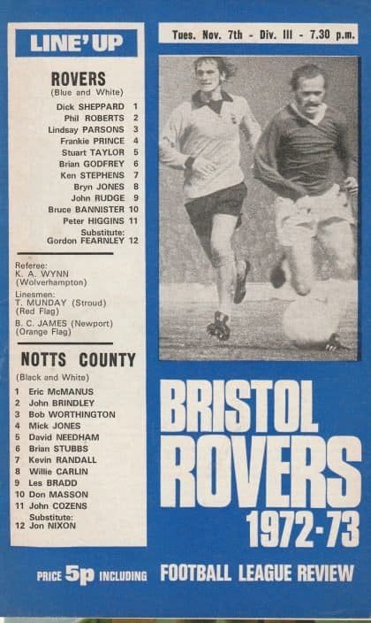 Bristol Rovers v Notts County 07-Nov-1972