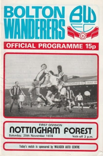 Bolton Wanderers v Nottingham Forest 25-Nov-1978