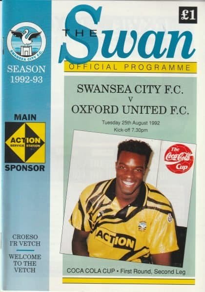Swansea City v Oxford United 25-Aug-1992