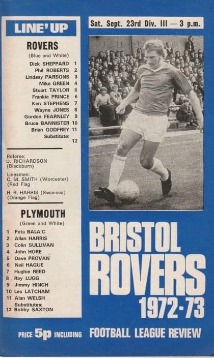 Bristol Rovers v Plymouth Argyle 23-Sep-1972