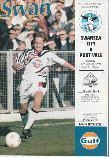 Swansea City v Port Vale. 11-Jan-1994