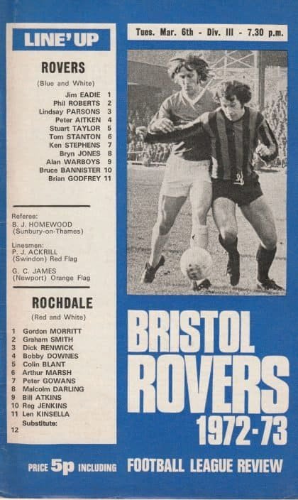 Bristol Rovers v Rochdale 06-Mar-1973