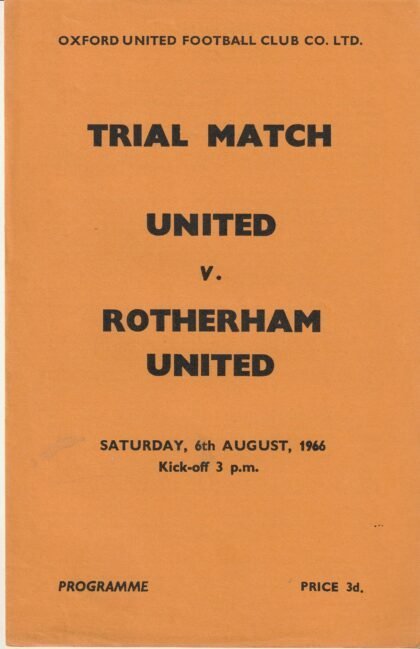 Oxford United v Rotherham United 06-Aug-1966
