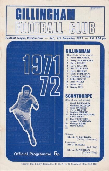 Gillingham v Scunthorpe United 04-Dec-1971