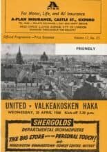 Oxford United v Valkeakosken Haka 20-Apr-1966