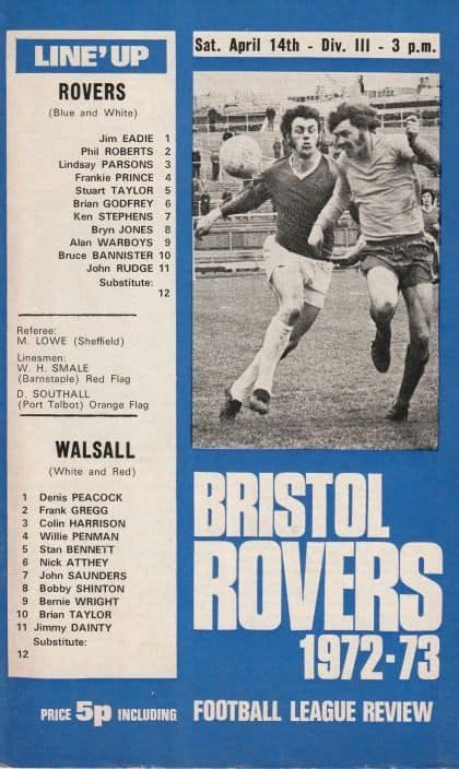 Bristol Rovers v Walsall 14-Apr-1973